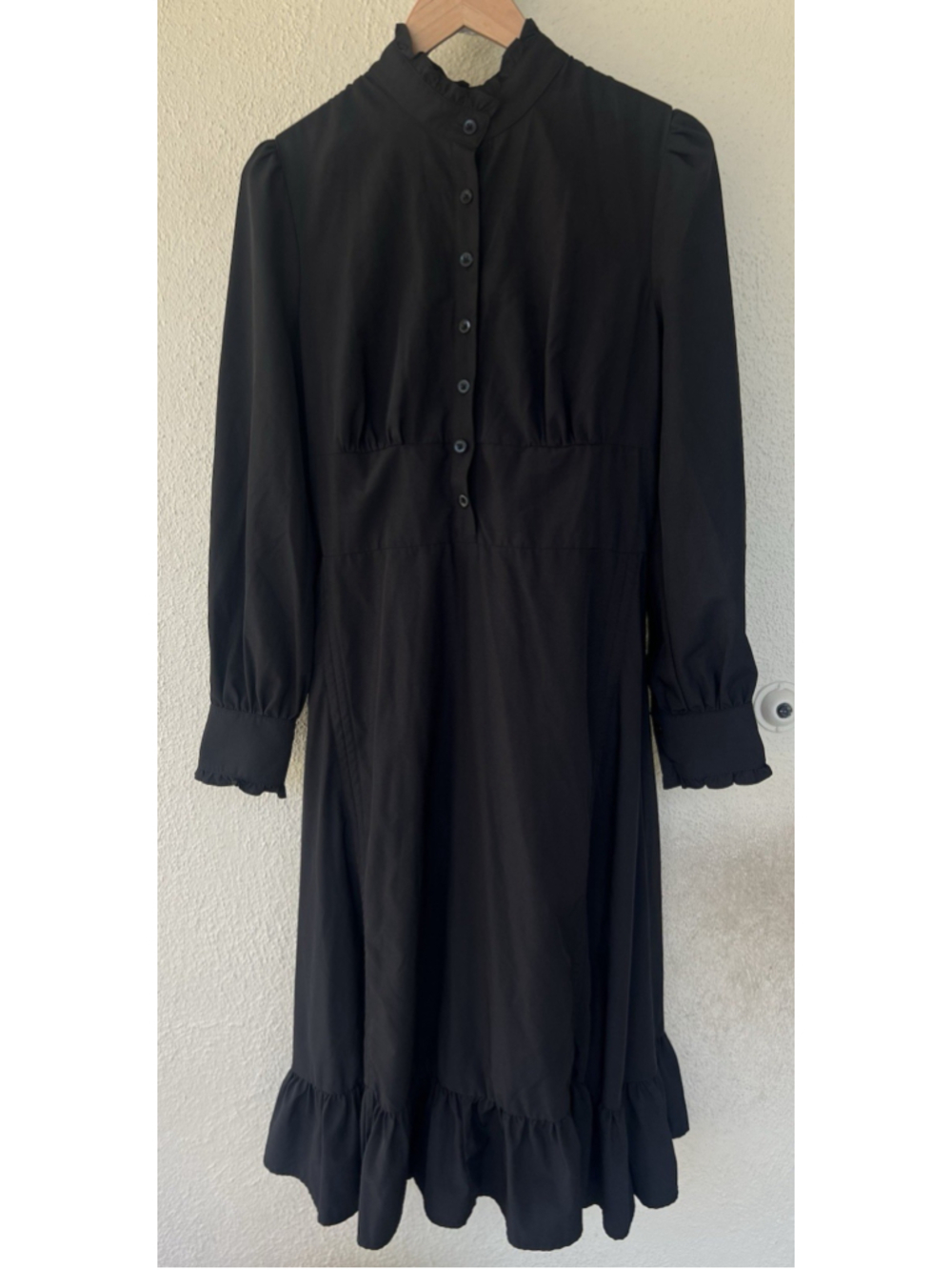 Scarlet Darkness Ruffle Mock Neck Dress L Dark Witch Renaissance Gothic Medieval